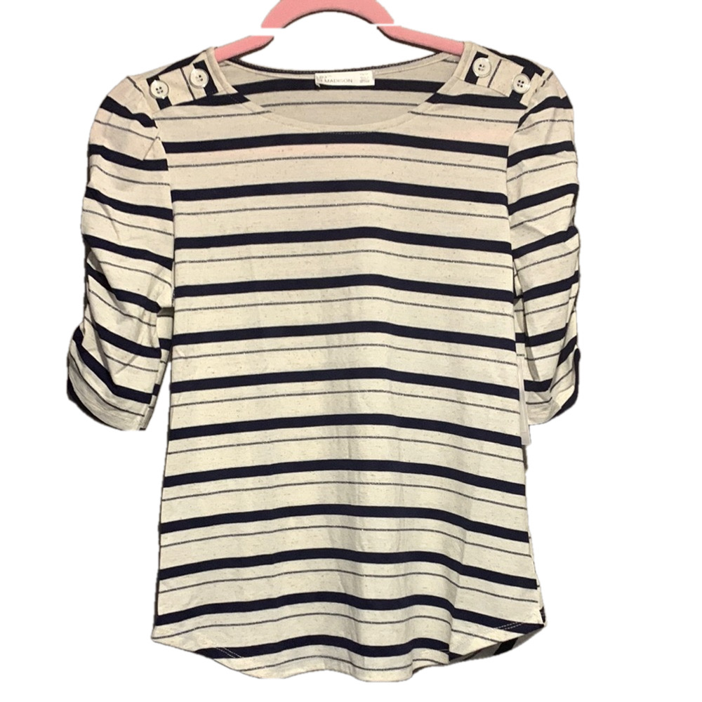 89th & Madison NWT Striped Navy and White Women's Top